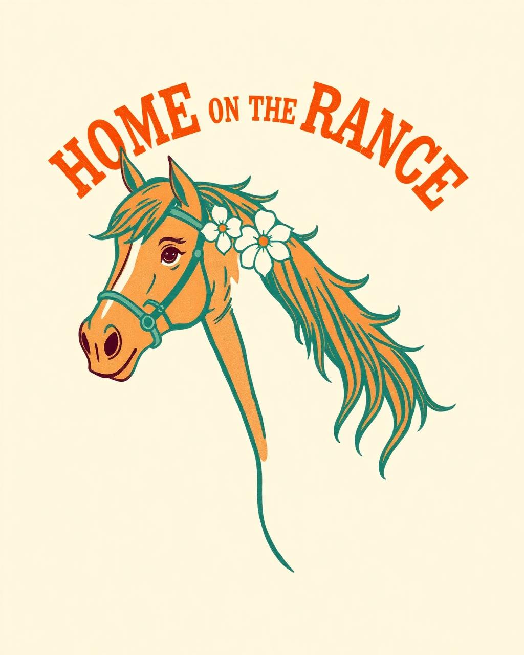 Home on the Range vintage horse print