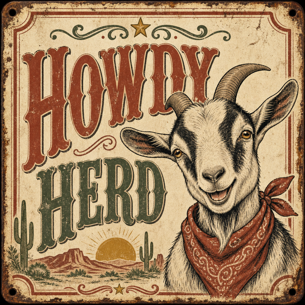 Howdy Herd vintage goat print