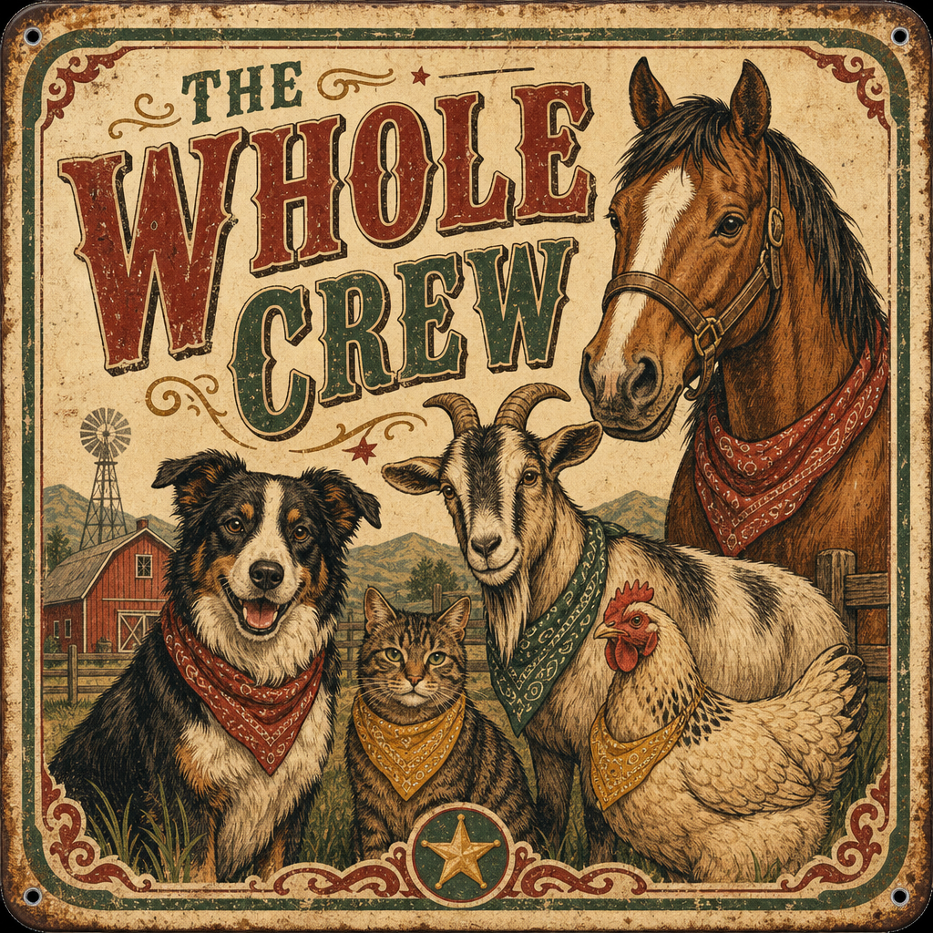 The Whole Crew vintage group print